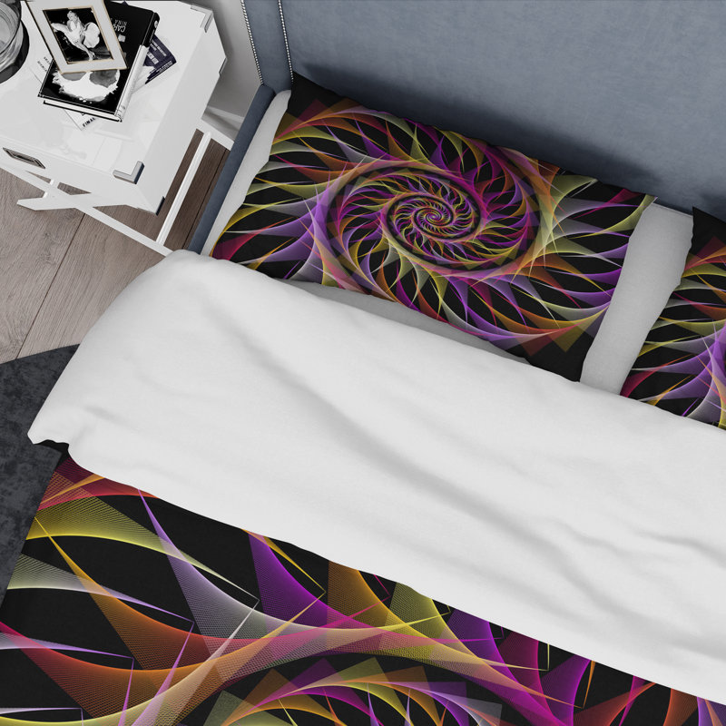 Ensemble de housse de couette Spiral Fractal Geometric XV - Polyester moderne