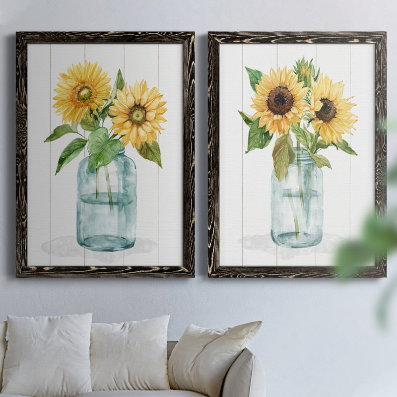 Sunny Day I - Ensemble de 2 peintures sur toiles encadrées, H 24 po x l 36 po x P 1,5 po, Noir