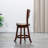 24" Counter Height Slat Back Swivel Stool, Cherry Finish, Beige Fabric Seat-1107591659-1107591671