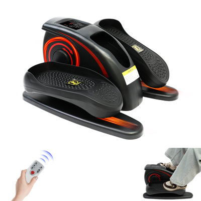 Mini appareil elliptique Baokaler, appareil elliptique sous le bureau, appareil elliptique électrique, appareil d'exercice pour les jambes pour les personnes âgées, appareil elliptique pour usage domestique, appareil compact, vitesses et écran ACL réglables, noir et orangé