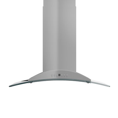 StainlessGlass 30"" 400 CFM Convertible Island Range Hood in Brushed 430 Stainless Steel -  ZLINE, GL9i-30