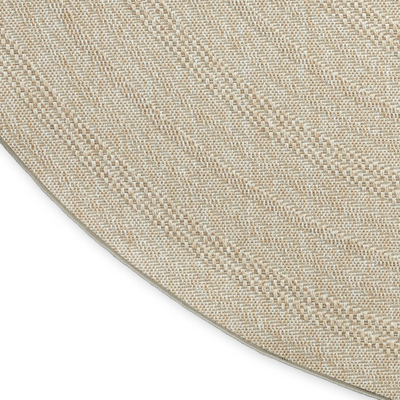 Tapis intérieur / extérieur géométrique Cascio, Taupe ivoire, Rond 8 pi