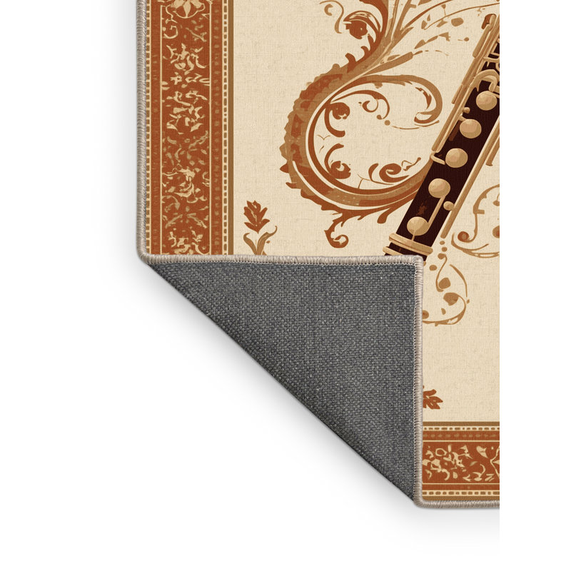 Soft Plush Tenafly Clarinet Classic Oriental Area Rug in Beige – Beige Binding, 7x10
