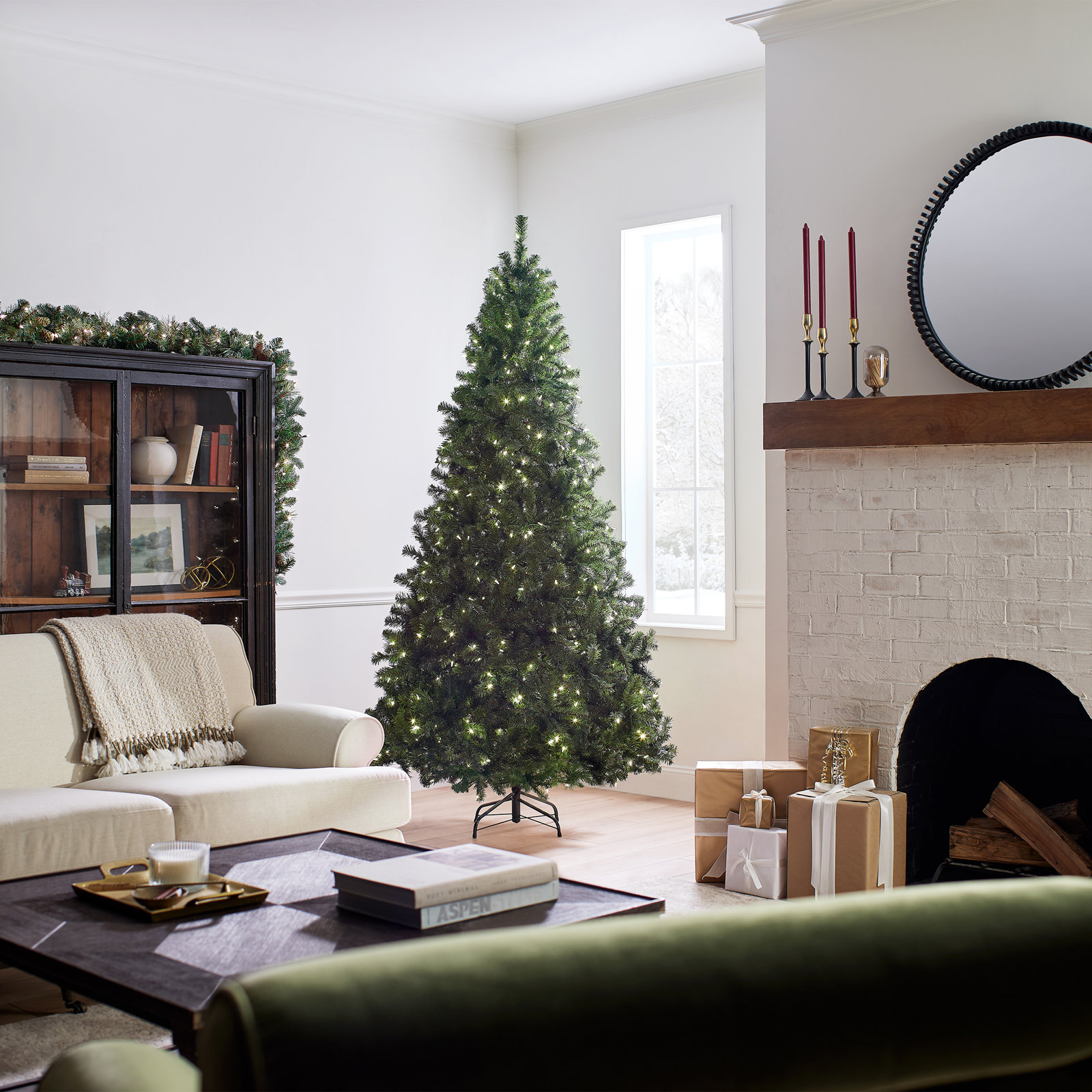 Pre-Lit Spruce Christmas Tree, 7.5' H