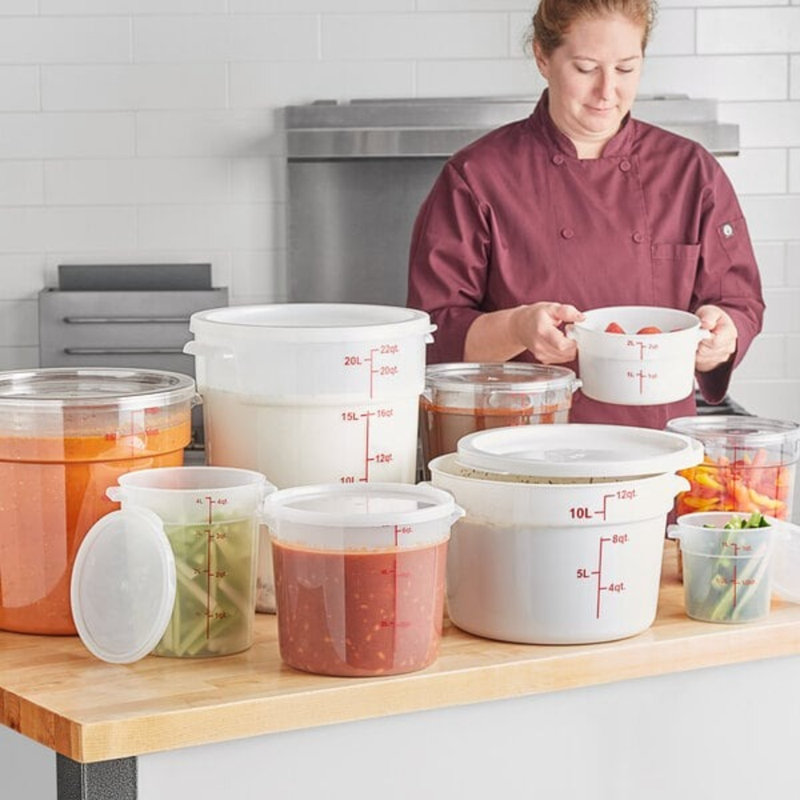 Choice 2 Qt. Clear Round Polycarbonate Food Storage Container & Lid – 12/Pack