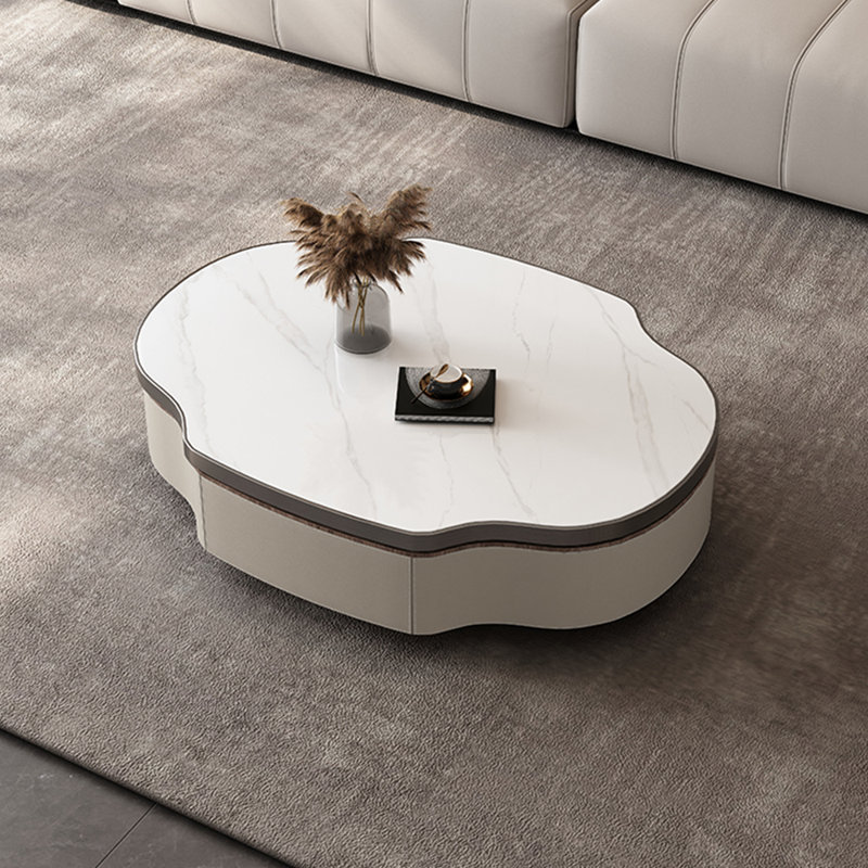 Table de bout en cuir crème