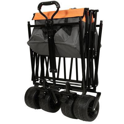 480Lbs Collapsible Wagon With Canopy,Wagon Stroller With 7" All-Terrain Wheels, Lightweight Foldable Wagon, Large Capacity For Camping, Shopping, Sports, And Garden Use,Mosquito Net