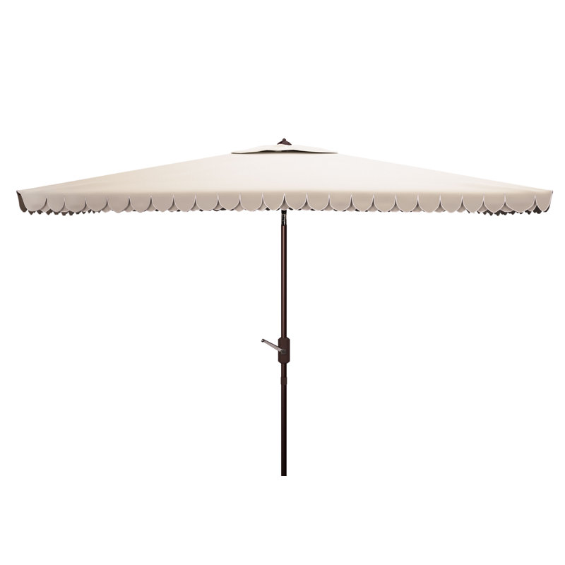 Parasol de marché rectangulaire festonné 118 po Lottie, Beige / Blanc