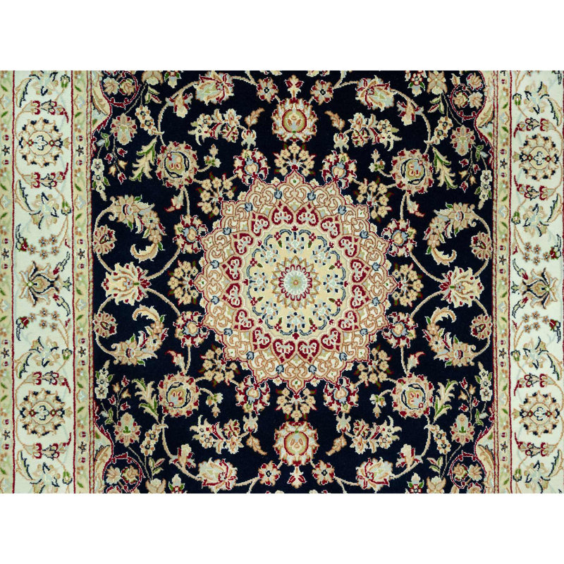 Tapis oriental en laine noué à la main 5 pi x 7 pi bleu Nain 059EB9689B1741A482D878ED1575F59E