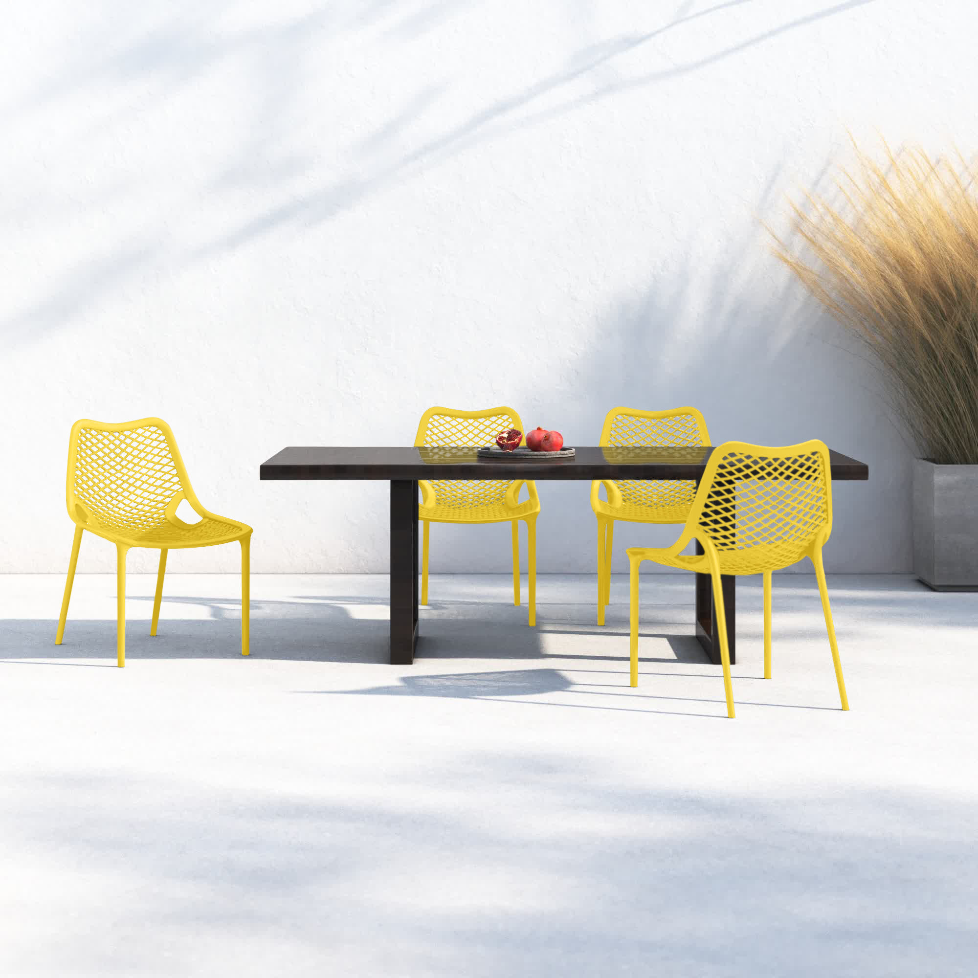 Farrah Outdoor Stacking Dining Side Chair, Yellow