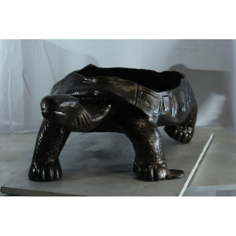 Nifao Large Turtle Planter Aluminum Statue - Whimsical Garden Sculpture with Textured Finish - 35" x 19" x 12"H