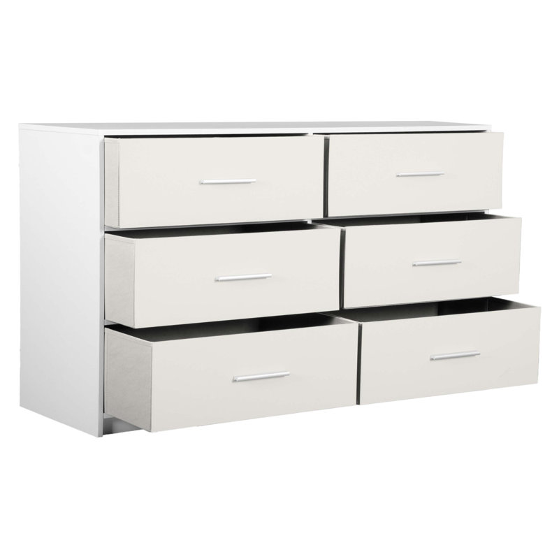 6-Drawer Dresser With Large Fabric Drawers, White, White