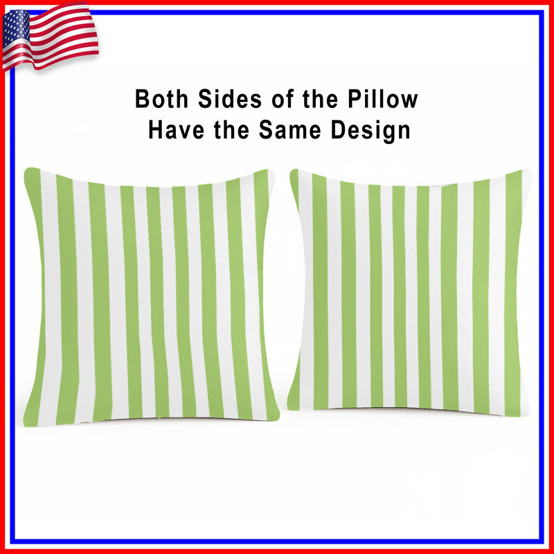 Coussins décoratifs Green Stripes, 14 X 14 pouces