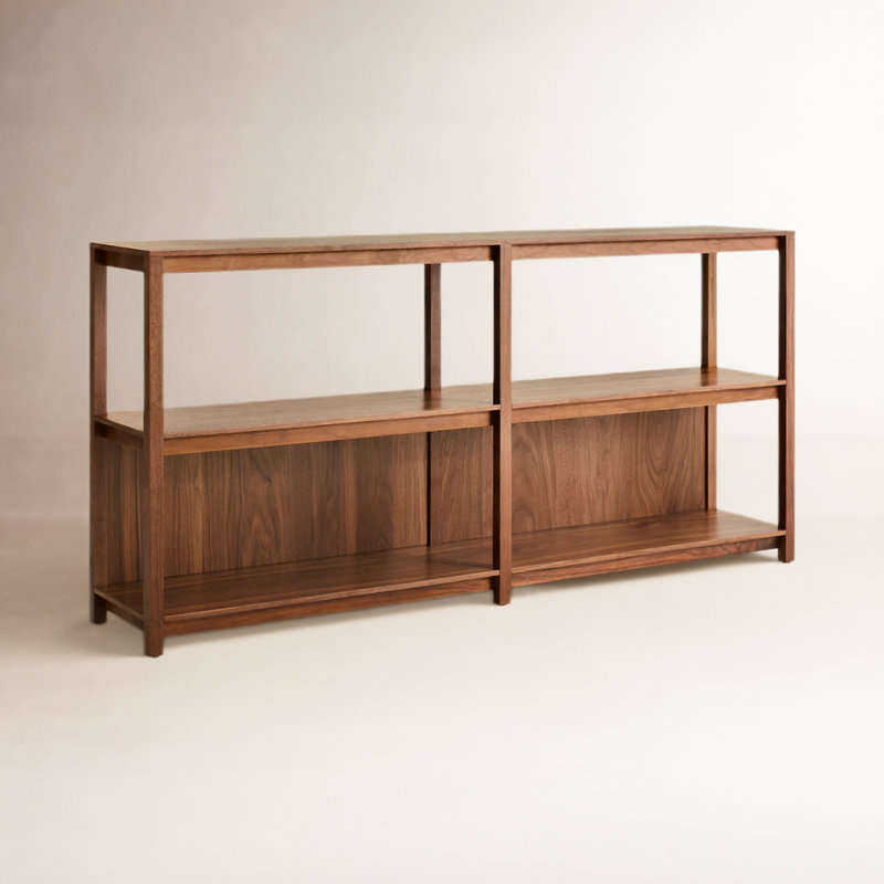 Open Plan Etagere Storage Bookcase, (2 Shelves) 33" H x 68" W x 13" D, Walnut