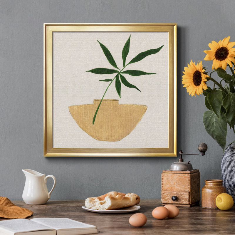 Simple Nature I - Peinture sur toile encadrée, Toile dorée encadrée, H 17,5 po x l 17,5 po x P 1,5 po