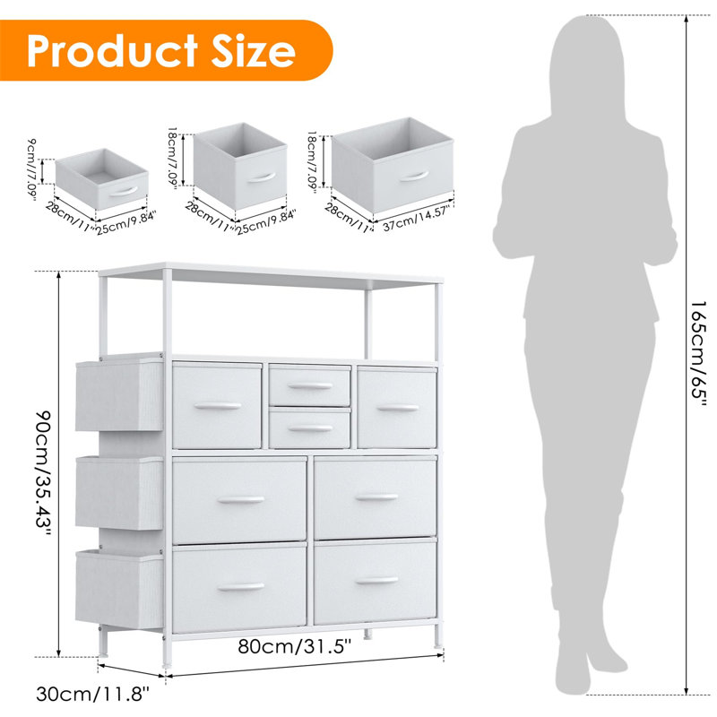 90 cm W Chest of 8 Drawers