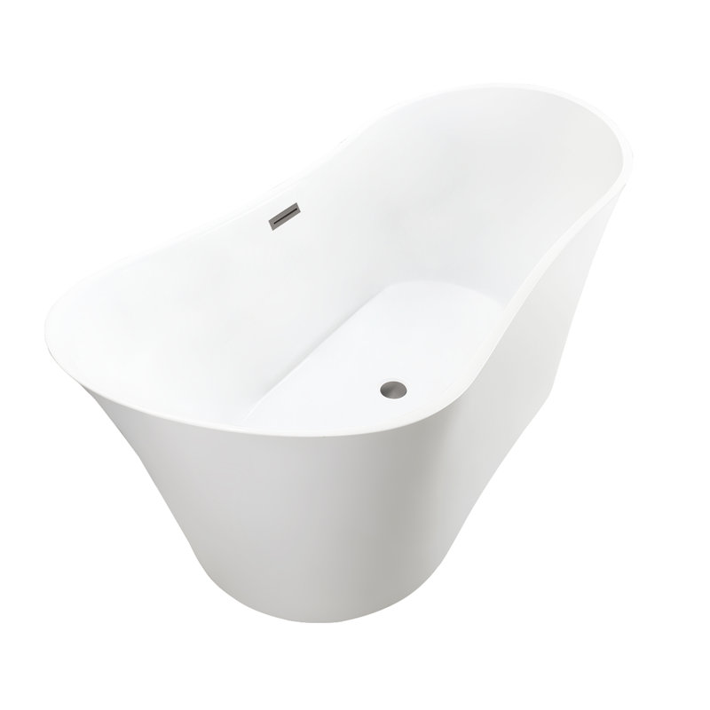 67" x 31" Freestanding Soaking Bathtub, White/Brushed Nickel