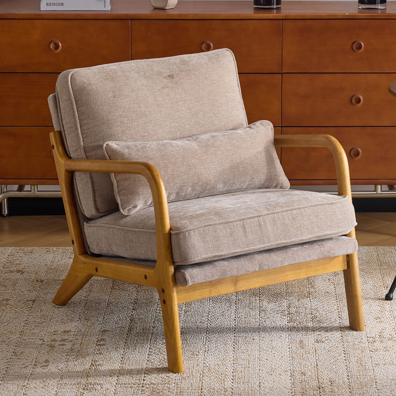 Fauteuil en chenille Mid-Century, Kaki