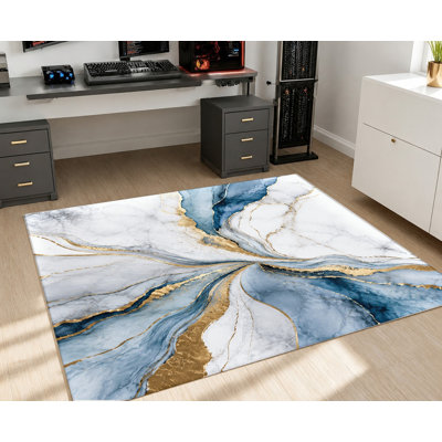 Tapis en velours de marbre abstrait or et aquarelle fluide, dossier antidérapant, tapis décoratif, décoration intérieure artistique moderne pour salon, chambre à coucher, couloir, entrée, bureau