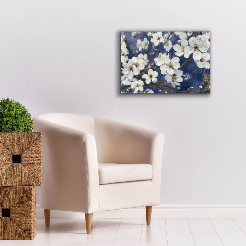 «Epic Graffiti» «Cherry Blossoms 1 Indigo C» par James Wiens, art mural sur toile, 26 po x 18 po, H 18 po x l 26 po