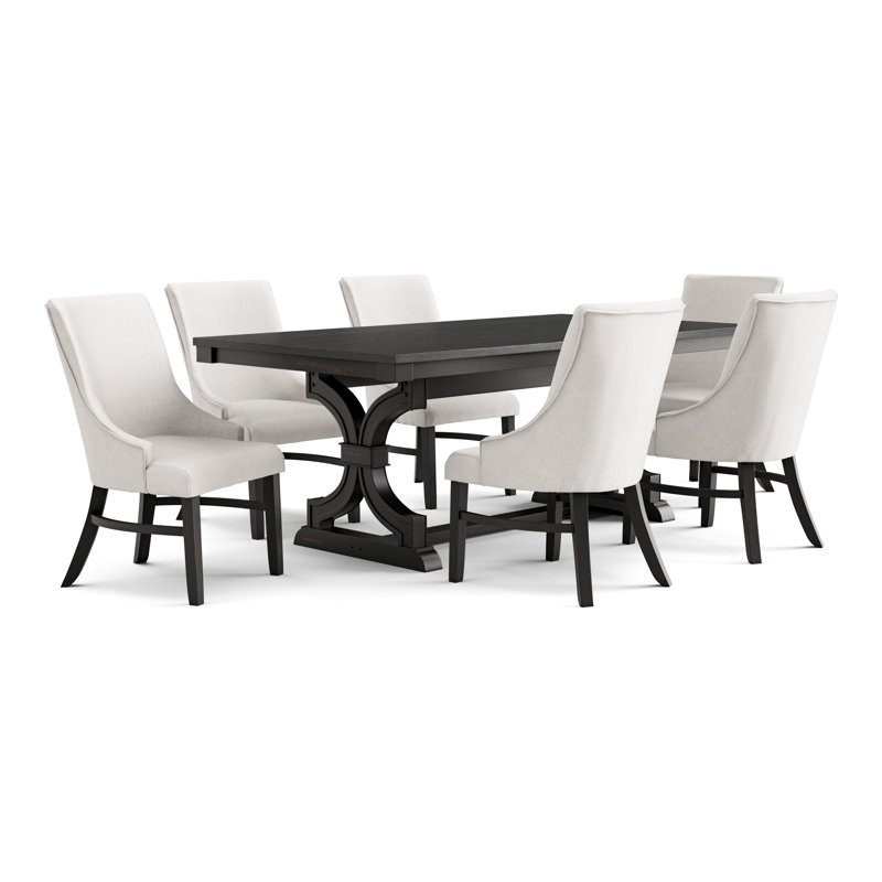 Ensemble de table de salle à manger Damarrea, 7 pièces : table, 6 chaises