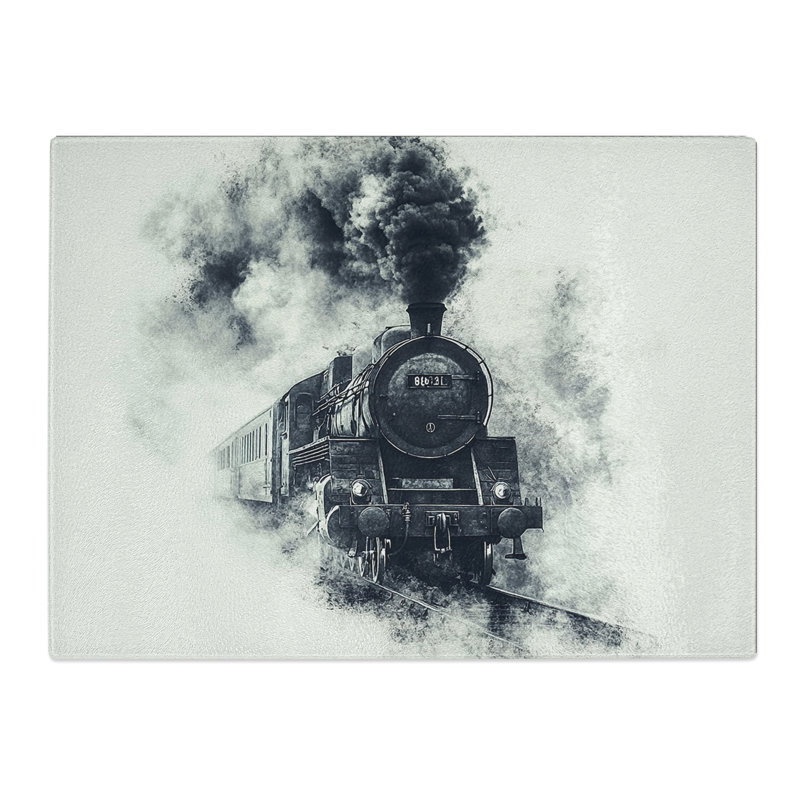Steam Train Cloud TRSP  Glass Chopping Board