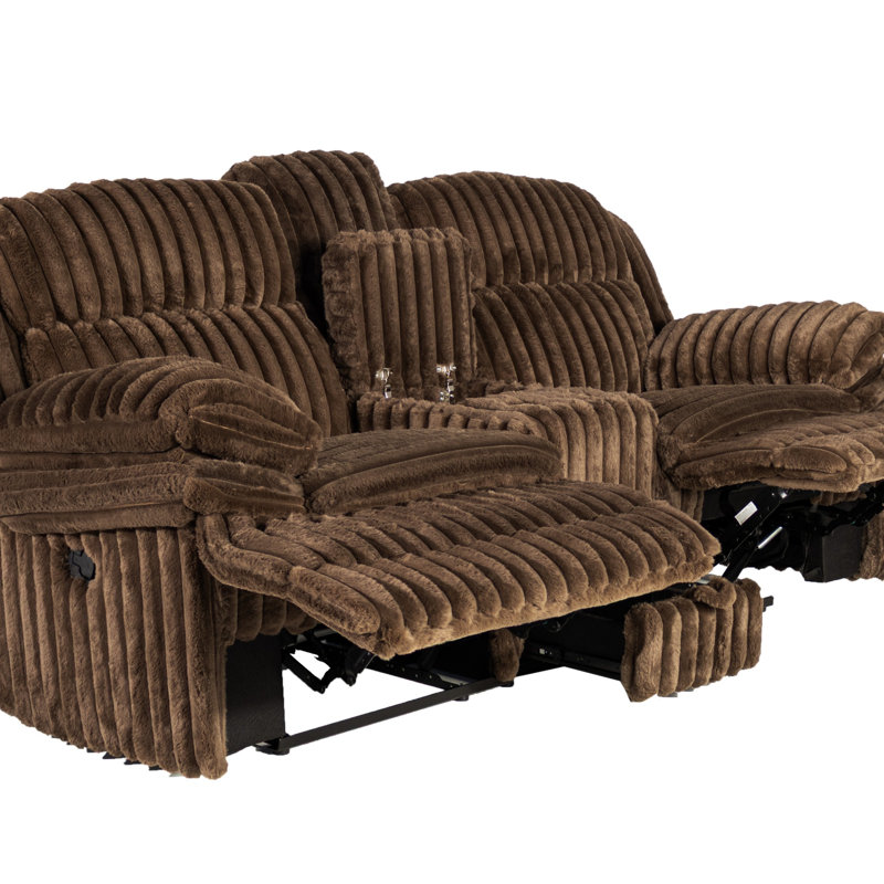 Fauteuil inclinable à mouvement manuel avec velours côtelé, console intégrée et porte-gobelets pour un confort et une commodité ultimes