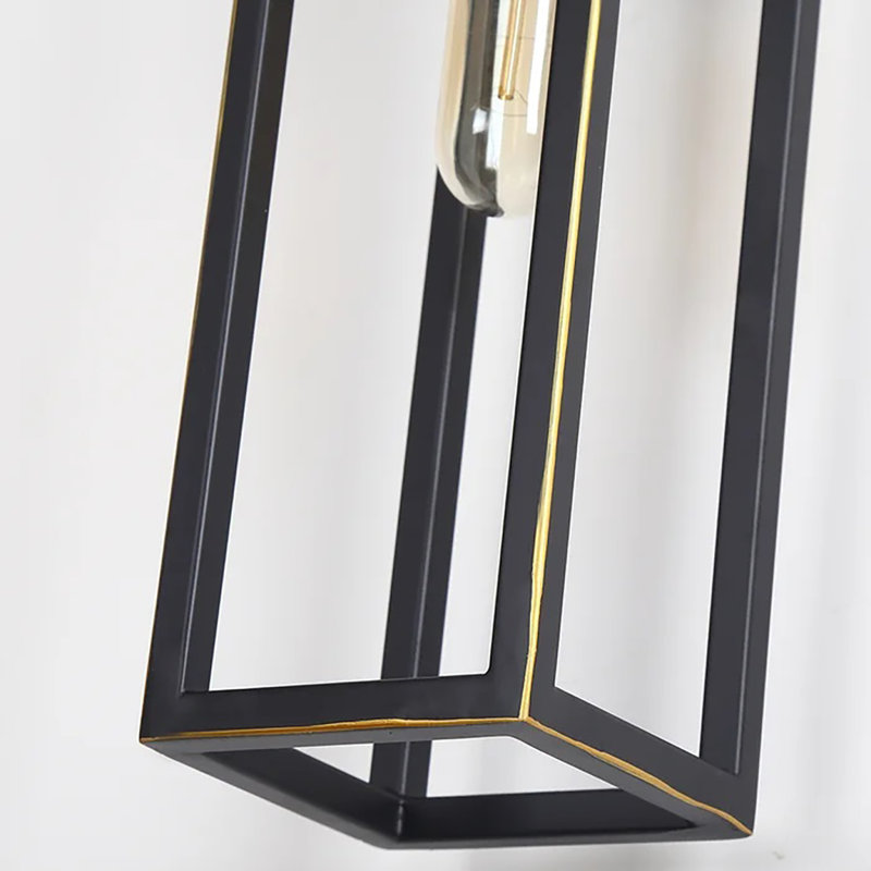 Metal Open Frame Steel Armed Wall Sconce One Light