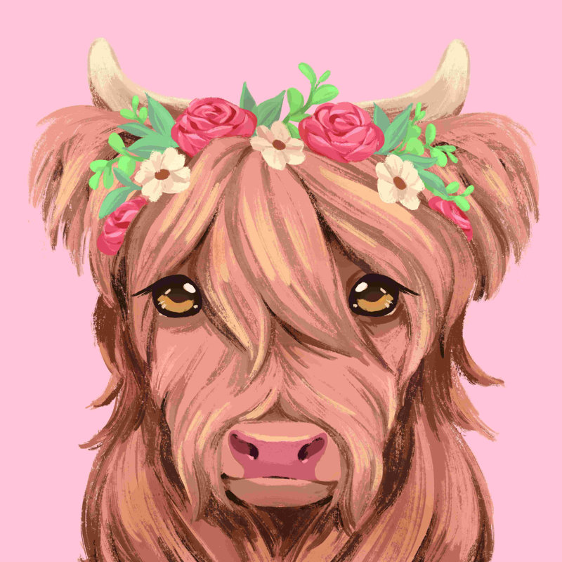 " Sweet Highland Calf ", 12" H x 12" W
