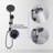 Matte Black Dual Shower Head Spa - 5-Setting Handheld System Wall Mounted 1.8 Gpm Adjustable Spray Resists Corrosion Hand Included & Discoloration Diverter Valve