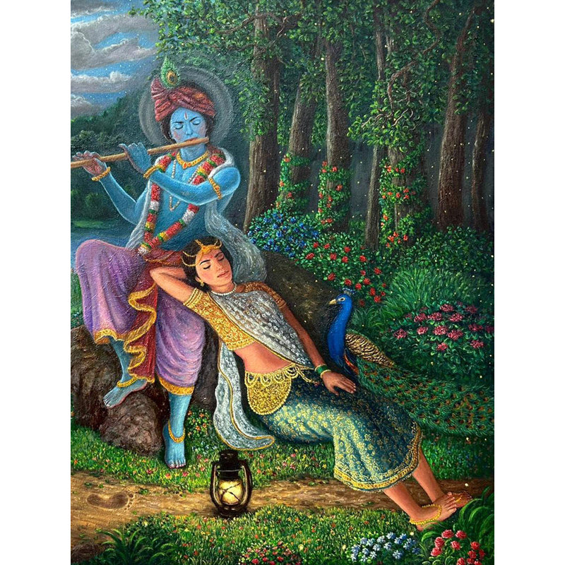 Radh Krishna | Huile sur toile | Peinture de Somnath Harne