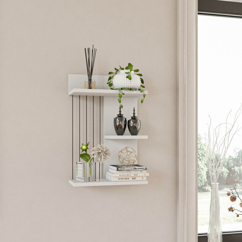 Modern White Wall Shelf, 3-Tier Design, 15.7 x 23.6 x 7.5 inches | 100% Melamine Coated Particle Board, Thickness: 0.7 inches | Space-Saving Storage, Easy Wall Mount, Ideal for Home & Office Decor