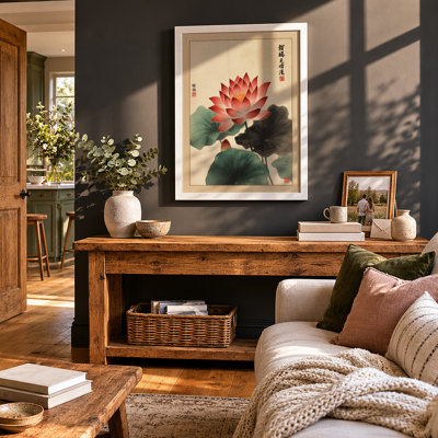 Lotus in Bloom Botanical - Framed Print