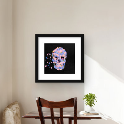 Skull of Flowers in Flight - Modern Bedroom Framed Print