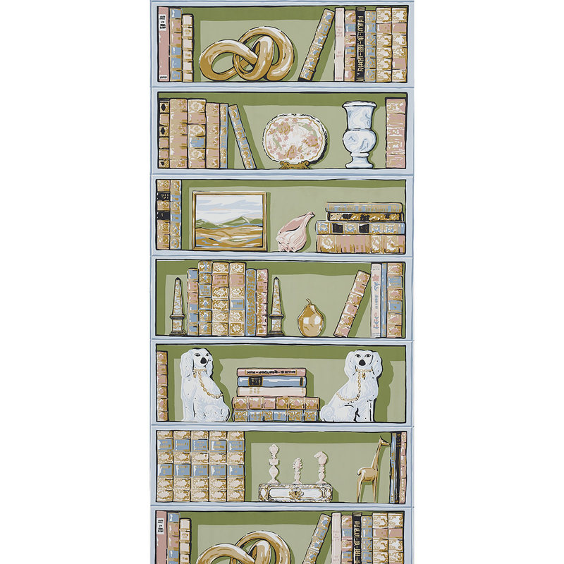 Natalies Library Wallpaper, Celadon