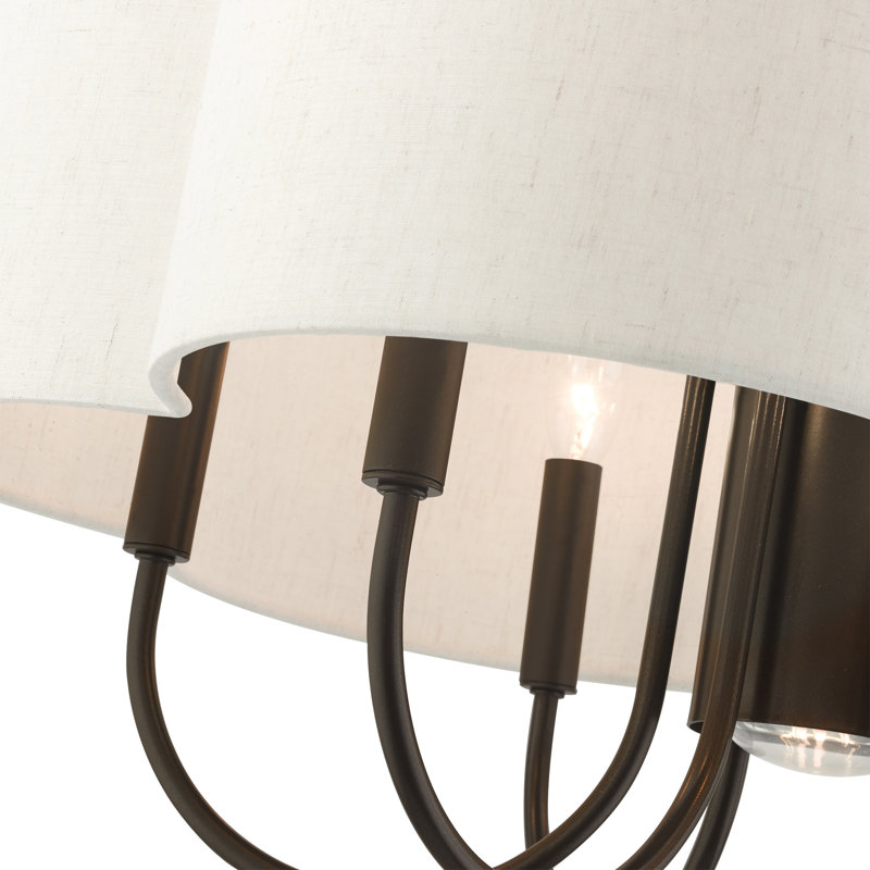 Lustre géométrique à 7 lumières avec abat-jour Orting, Bronze anglais