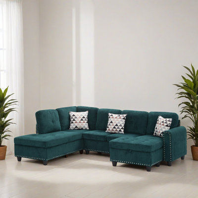 94.51" L Shaped Sectional Couch Living Room Furniture With Storage Ottoman, Modular Sectional Sofa With Movable Chaise For Apartment Office by Winston Porter
