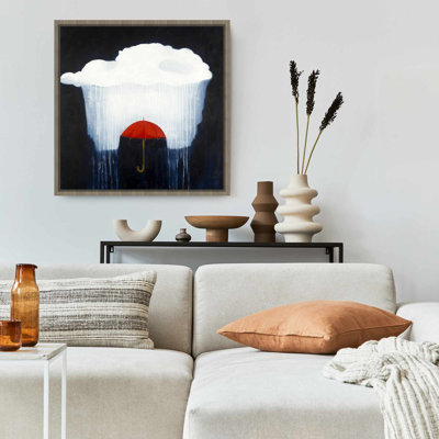 Toile parapluie sous la pluie | Cadre bleu, décoration intérieure
