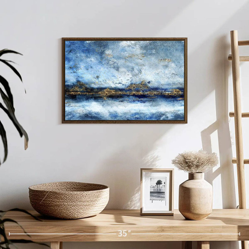 Paysage Clota, 19 po x 13 po, Cadre flottant noyer