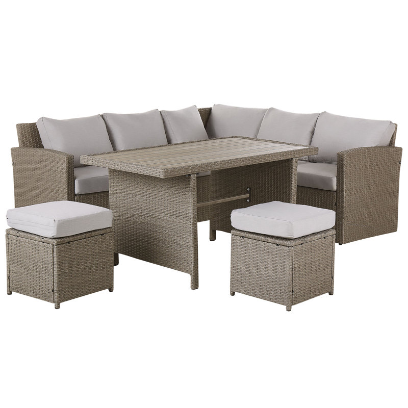 Anuar 5 - Person Seating Group with Cushions, Taupe, Grey