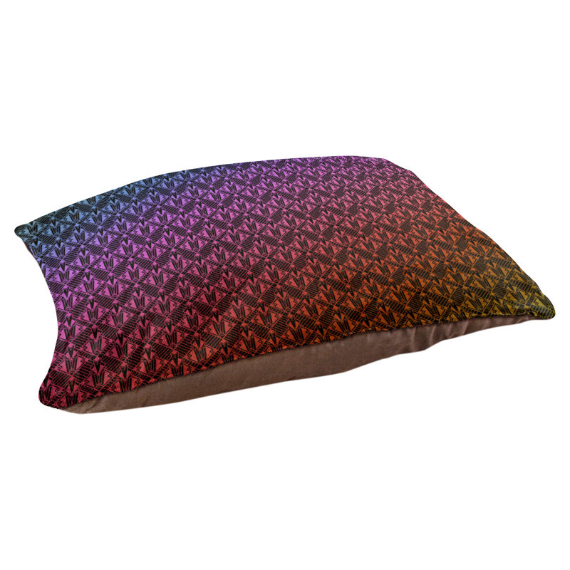 Coussin stylisé dégradé art déco Byrge, l 42,5 po x L 32,5 po, Mauve / Rouge