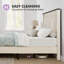 Base de lit plateforme grand en bois avec tête de lit 52 po, grands tiroirs de rangement, crème Farmhouse-9616788-9616874