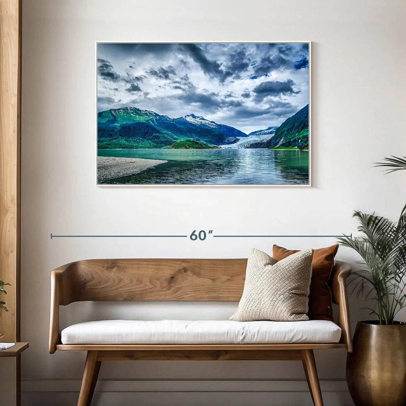 Scène de montagne en Alaska, Cadre flottant blanc, 43 po x 29 po