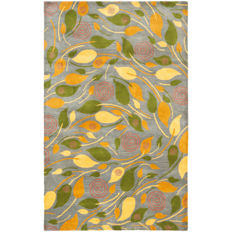 Tapis gris en laine touffeté à la main Avayah, Rectangle de 5 pi x 8 pi