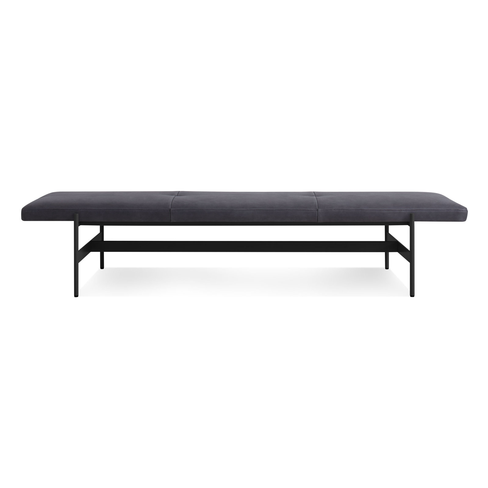 Daybench Genuine Leather Bench, Ink Genuine Leather, Oblivion, 14" H x 75" W x 24" D