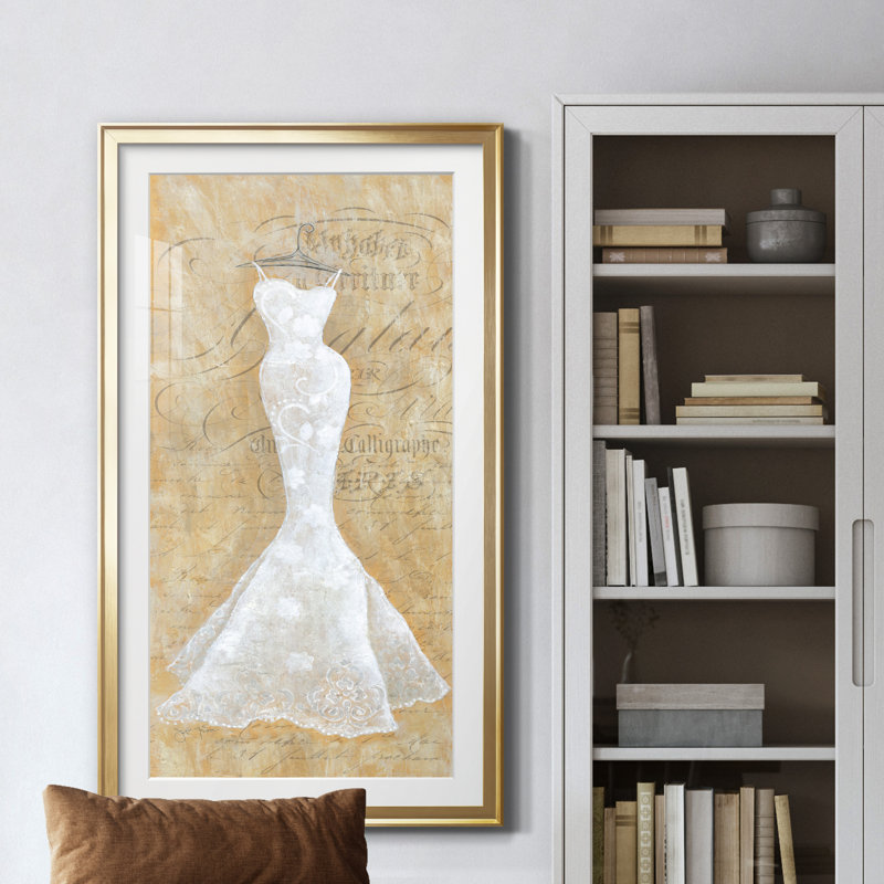 «Silver Wedding IV» - Peinture encadrée, H 10,5 po x l 18,5 po x P 1,5 po, Doré