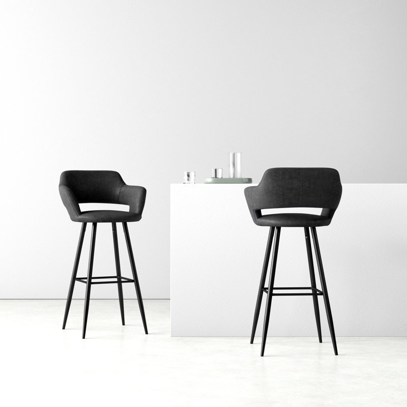 Lake Upholstered Counter Stool with Metal Frame, Gray, Bar Stool (30" Seat Height)