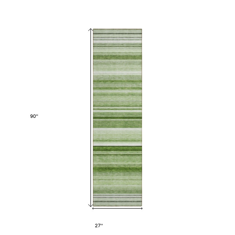 Tapis de couloir d'extérieur rayé vert artichaut 2 pi x 8 pi