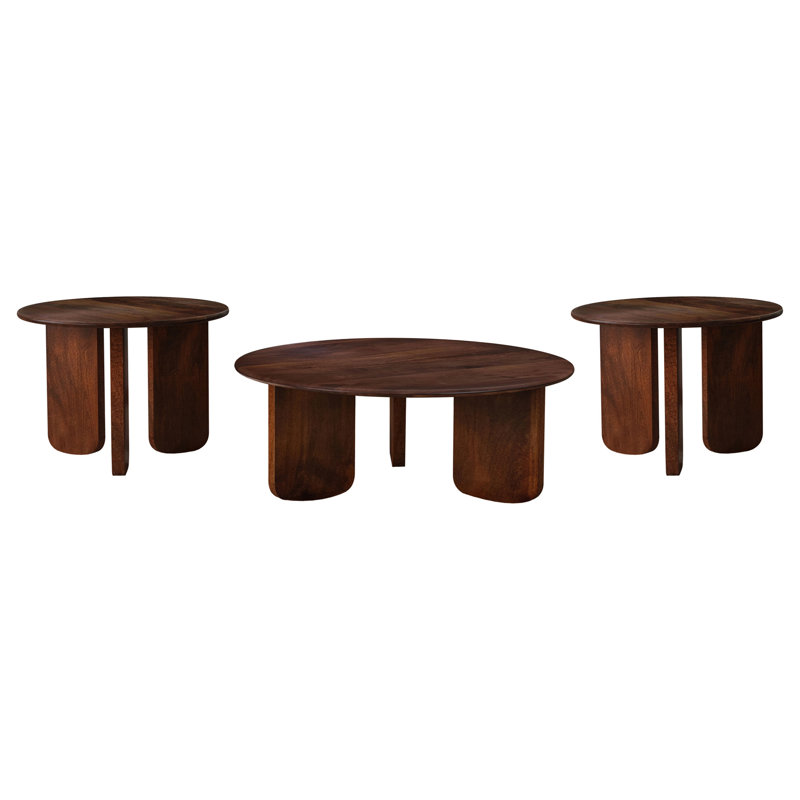 Ensemble de tables basses et de tables d'appoint 3 pièces Columbo Brown (seulement avec table basse)