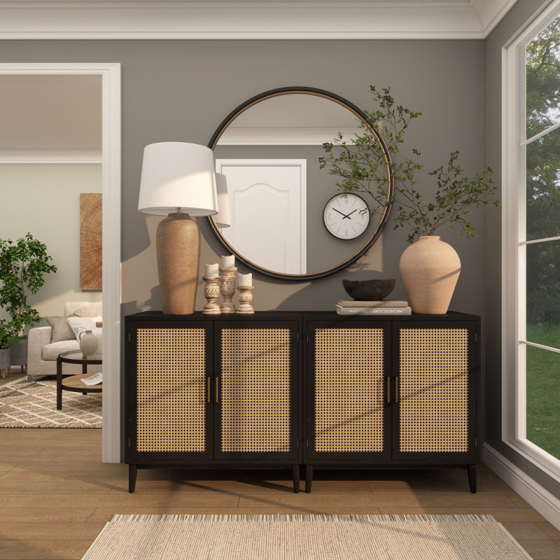 Bernulf Solid Wood Circle Wall Mirror